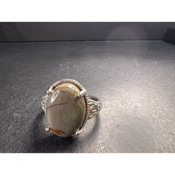 NEW Venus Jasper ring in platinum over brass size 10 - Picture 12 of 15